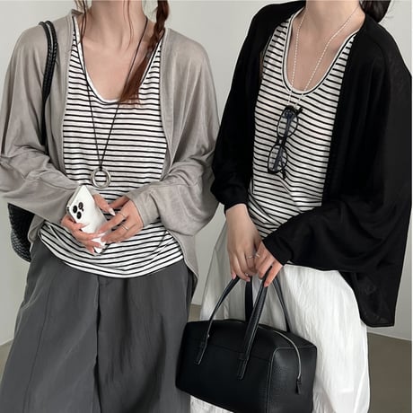 border airy cardigan set　/2color　un2096