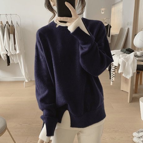 layered knit tops　un1490