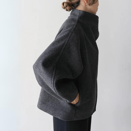 high neck curve sleeve outer /3color　UN1502