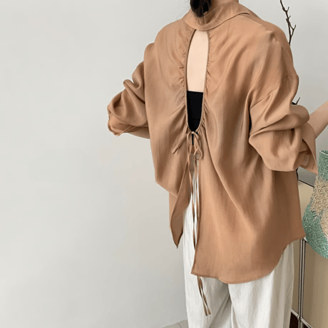 open back sheer shirt /3color　un1011