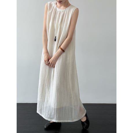 airy gauze sleeveless dress　/2color　un2098