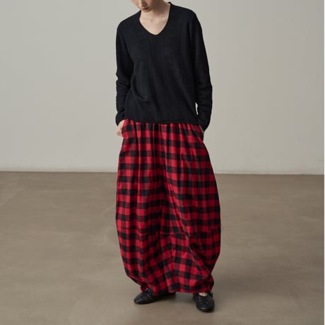 soft check volume pants　un1836