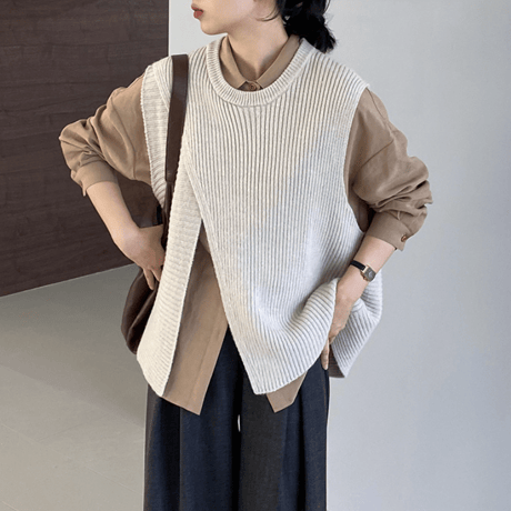 asymmetrical vest /4color　un1658