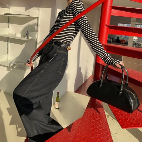 high waist wide denim pants　un1149