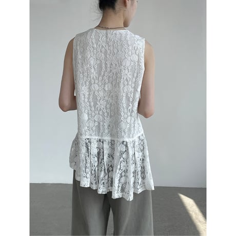 lace peplum sleeveless top　/2color  un1954