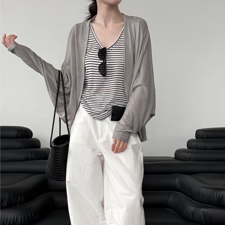border airy cardigan set　/2color　un2096