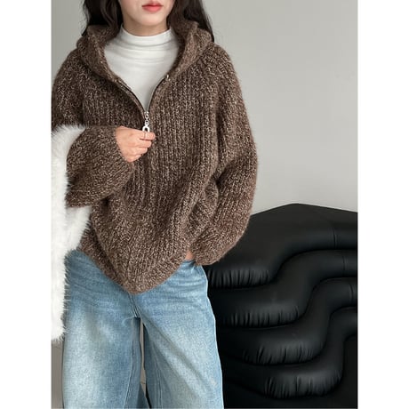 fur-trimmed hoodie /2color　un1712