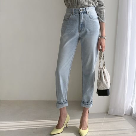high waist denim pants　un1397