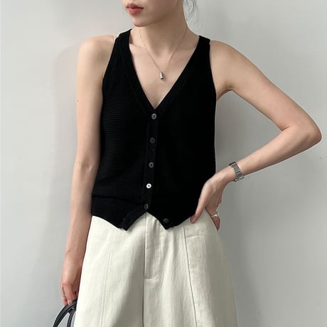linen touch knit tank　/6color　un2097