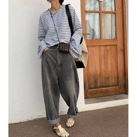roll-up wide denim pants /2color　un1129