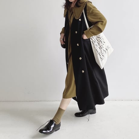 double button long vest /2color　un1003