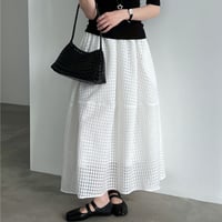 sheer check flare skirt　/2color　un2016