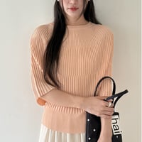 rib knit puff sleeve top　/3color　un1900