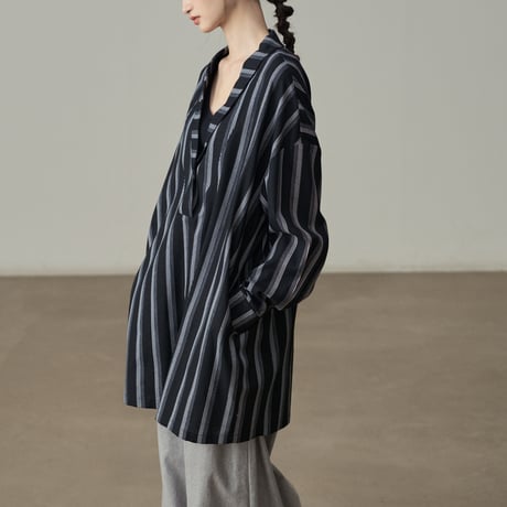 striped relaxed pullover shirt　un1849
