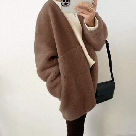 no collar boa jacket coat /3color　un1486
