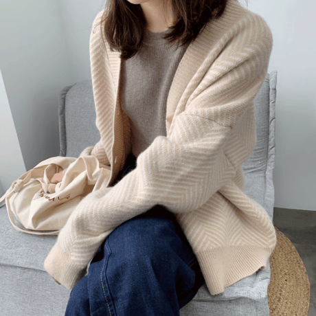 herringbone knit cardigan /2color　un1494