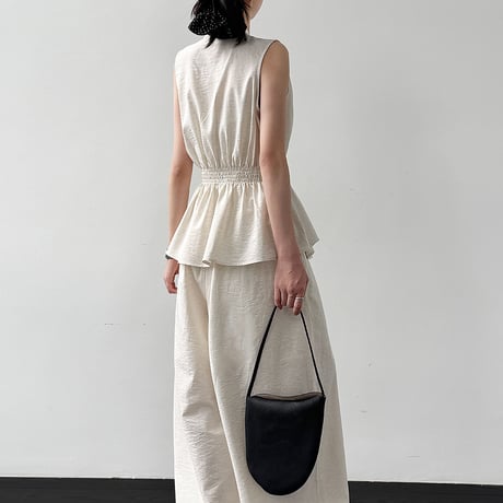 waist tie peplum sleeveless set up　/2color　un2032