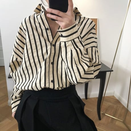 loose silhouette striped shirt　un1062