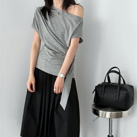 one shoulder drape belt top　/3color　un2003