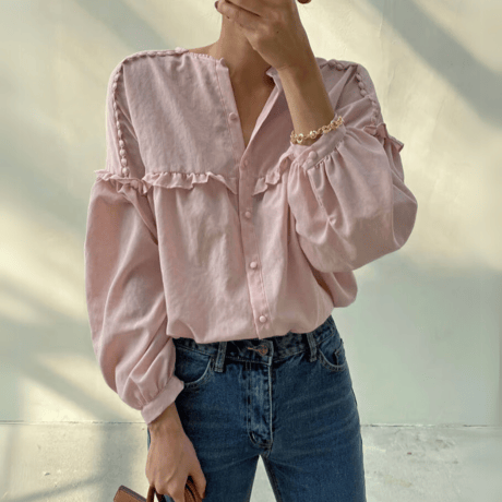 mini frilled blouse /2color　un1537