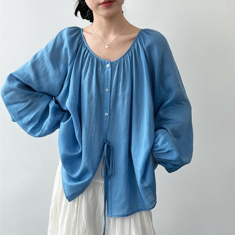 gathered ribbon blouse　/3color　un2015