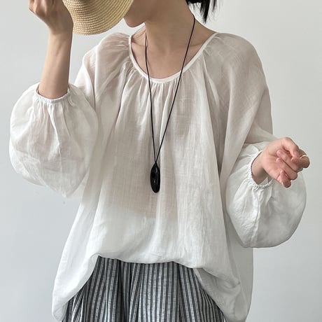 gathered ribbon blouse　/3color　un2015