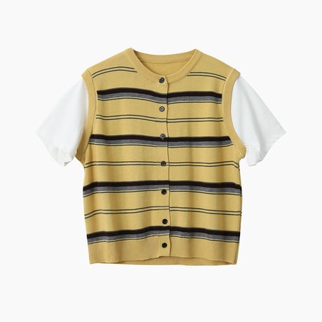 stripe knit T-shirt　/2color  un1773