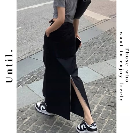 zip up back slit skirt　un1364