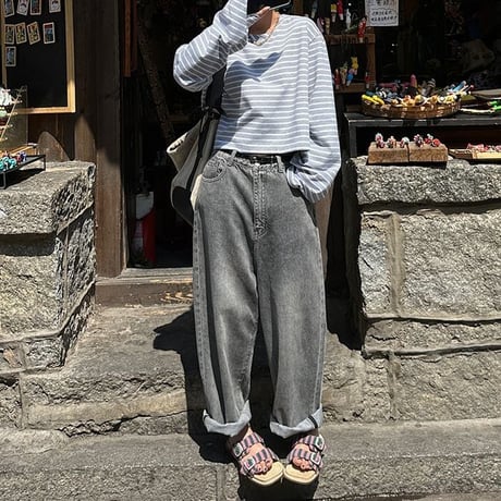 roll-up wide denim pants /2color　un1129