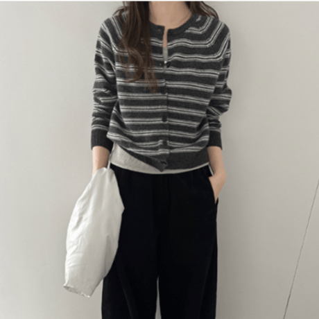 striped cardigan /3color　un1638