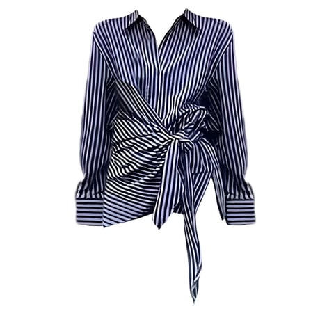 Striped ribbon shirt　/2color　un1761
