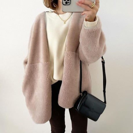no collar boa jacket coat /3color　un1486