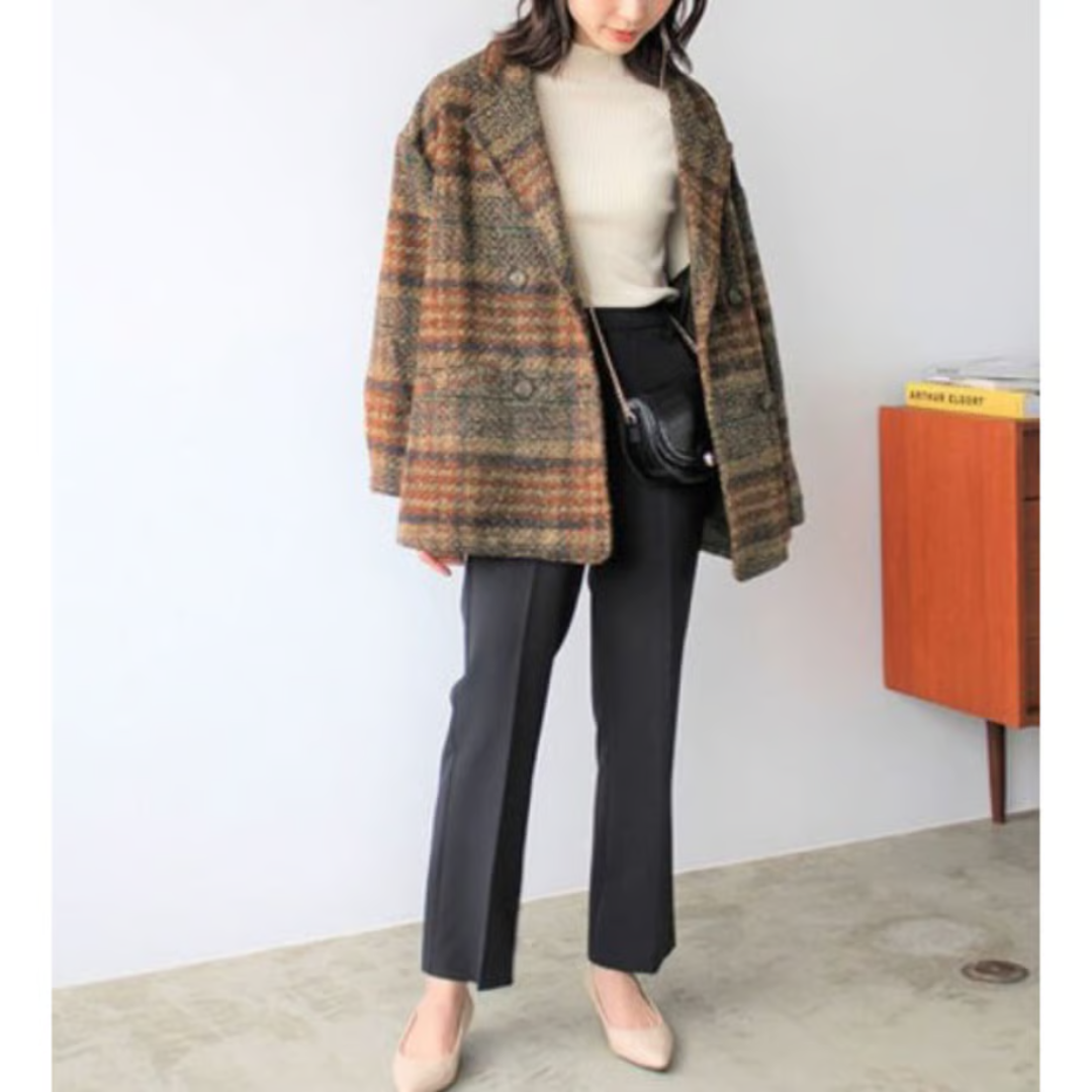 【未使用】tweed plaid middle coat Sサイズ tweed plaid middle coat /2color un1492 | Until.