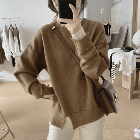 layered knit tops　un1490