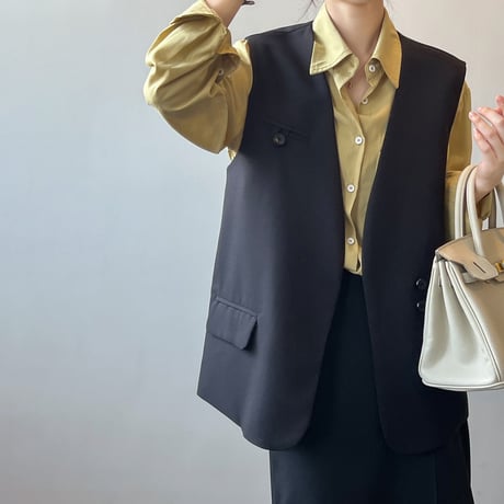 loose silhouette vest /2color　un1007