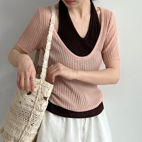 layered halter knit top　/5color　un2020