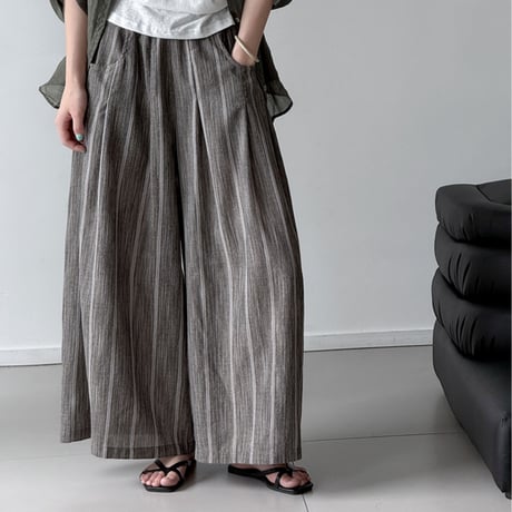 stripe relaxed wide pants　un2052