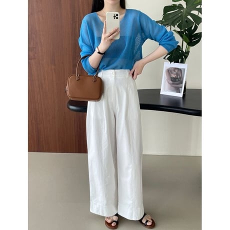high waist tuck wide pants　un1114