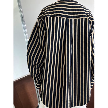 no-collar striped shirt /2color　un1082