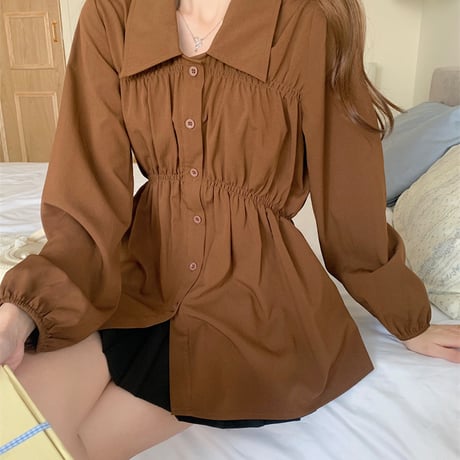 gathered blouse　/4color　un1758