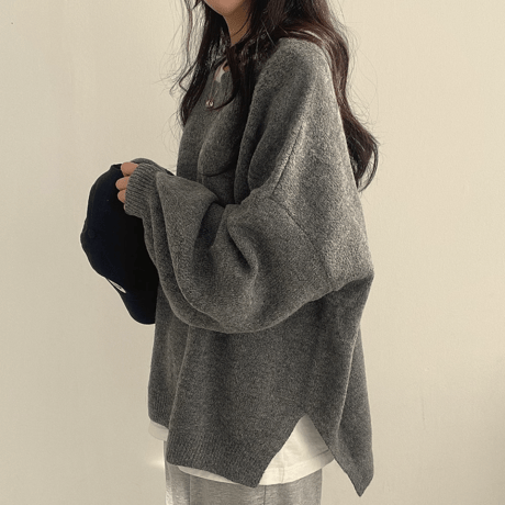 lantern sleeve slit knit /3color　un1533