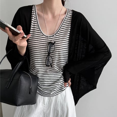 border airy cardigan set　/2color　un2096