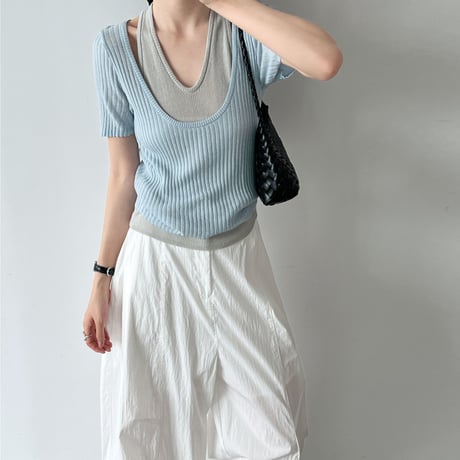 layered halter knit top　/5color　un2020