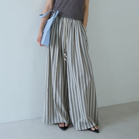 linen stripe wide pants　/2color　un2070