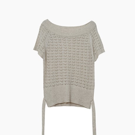 openwork knit ribbon top　/2color　un2071