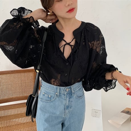 lantern sleeve lace blouse　/un1759