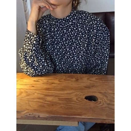 stand collar flower print blouse　un1316