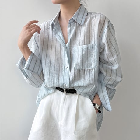 sheer stripe shirt　/2color　un2094