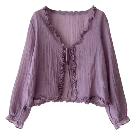 ruffle trim sheer cardigan　/2color　un2001