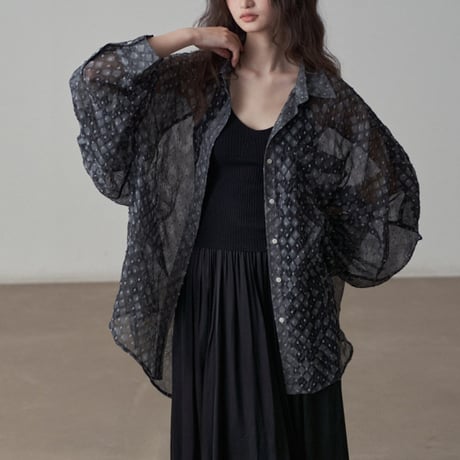 sheer patterned overshirt　/2color　un1846